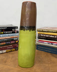 Cylinder Shaped Pistachio Green Ceramic Vase with Brown Top - FEA Home