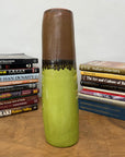 Cylinder Shaped Pistachio Green Ceramic Vase with Brown Top - FEA Home
