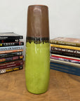 Cylinder Shaped Pistachio Green Ceramic Vase with Brown Top - FEA Home