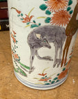 Cylindrical Ceramic White Vase with Deer Design - FEA Home