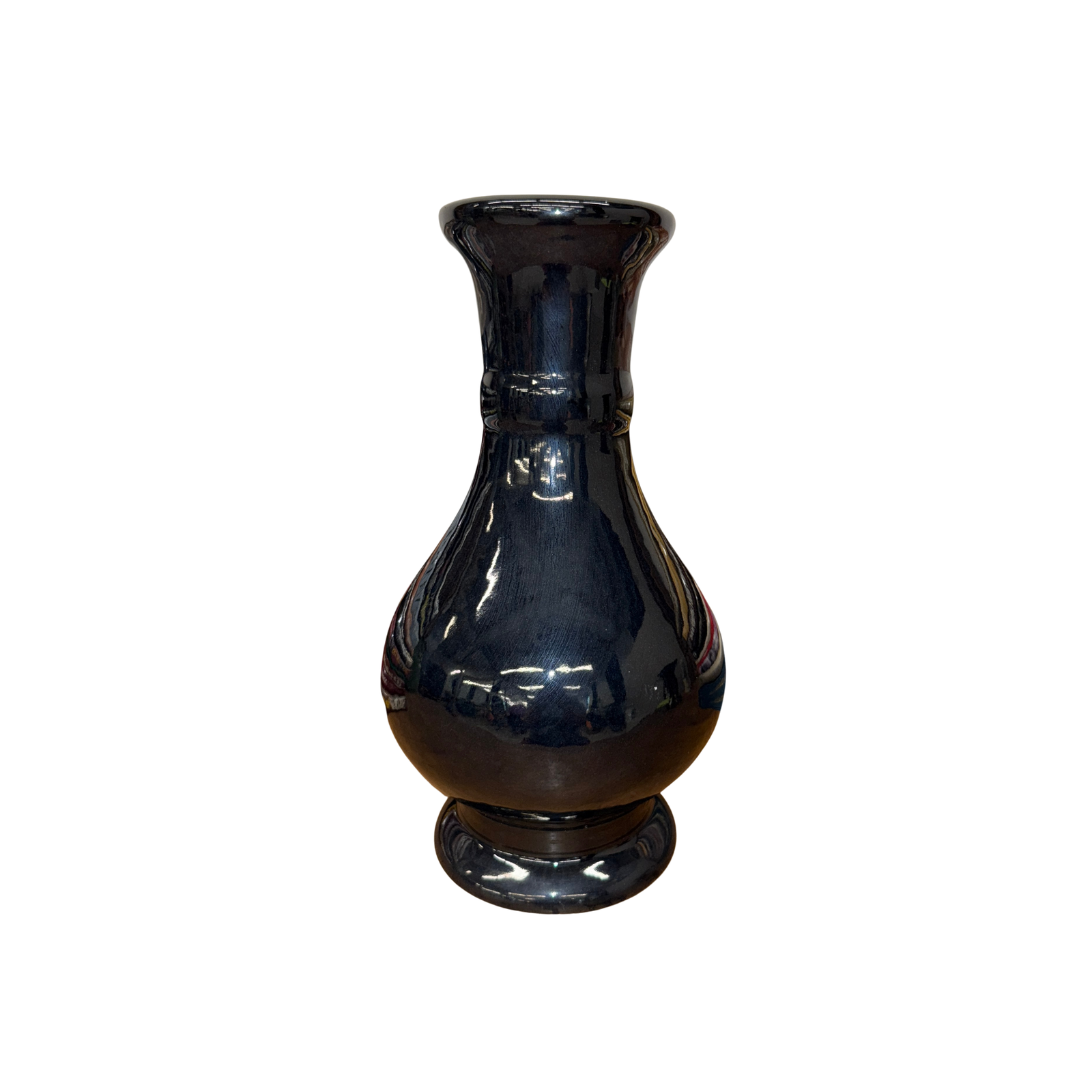 Dark Black Gloss Ceramic Vase with Baluster Silhouette - FEA Home