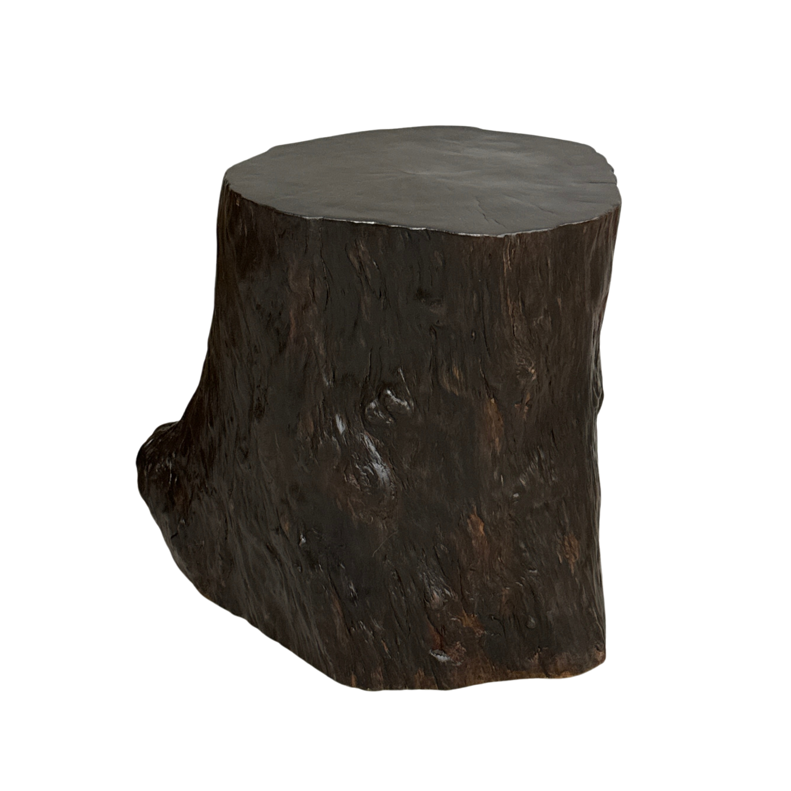 Dark Brown Free-Form Reclaimed Tree Trunk Side Pedestal - FEA Home