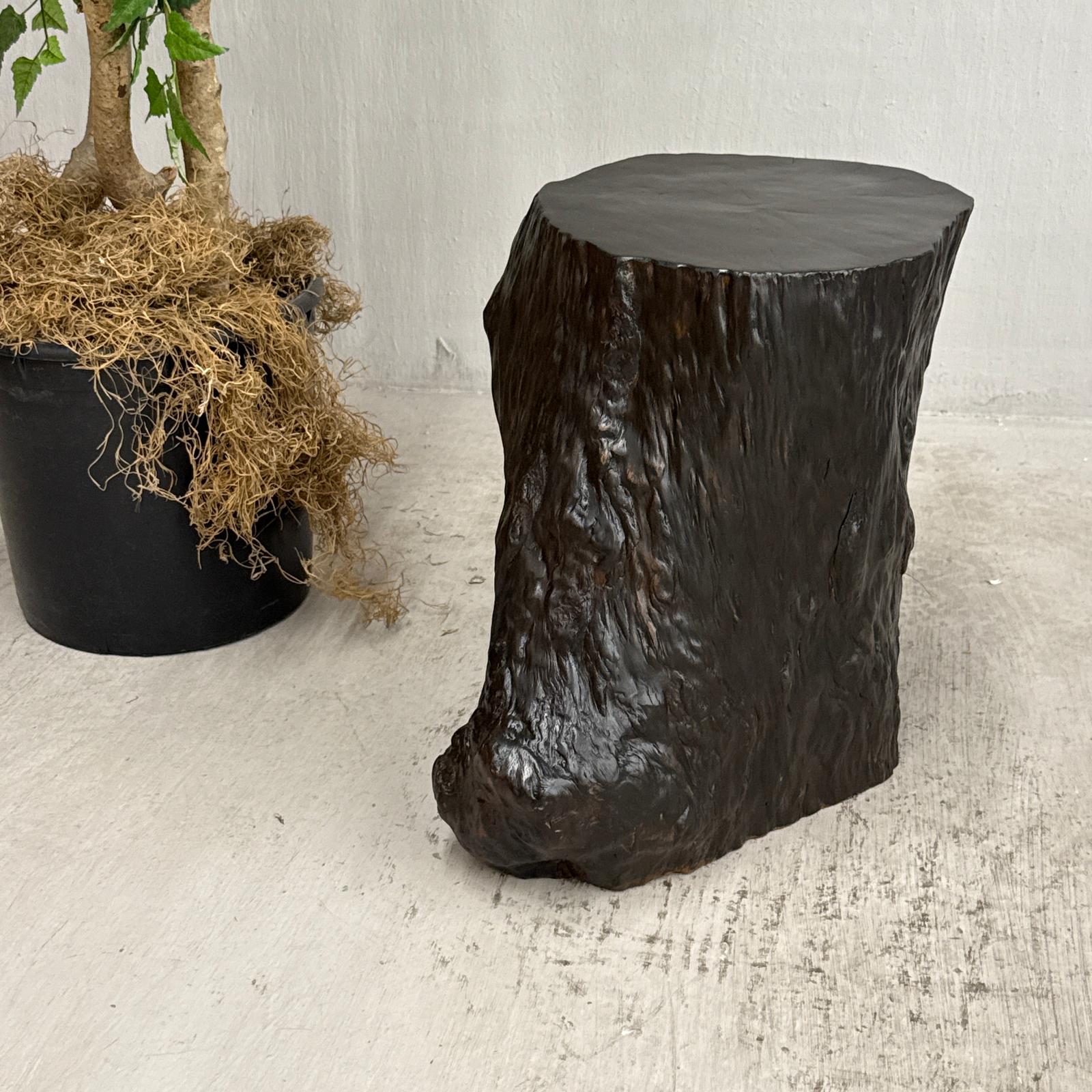 Dark Brown Free-Form Reclaimed Tree Trunk Side Pedestal - FEA Home