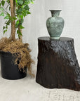 Dark Brown Free-Form Reclaimed Tree Trunk Side Pedestal - FEA Home