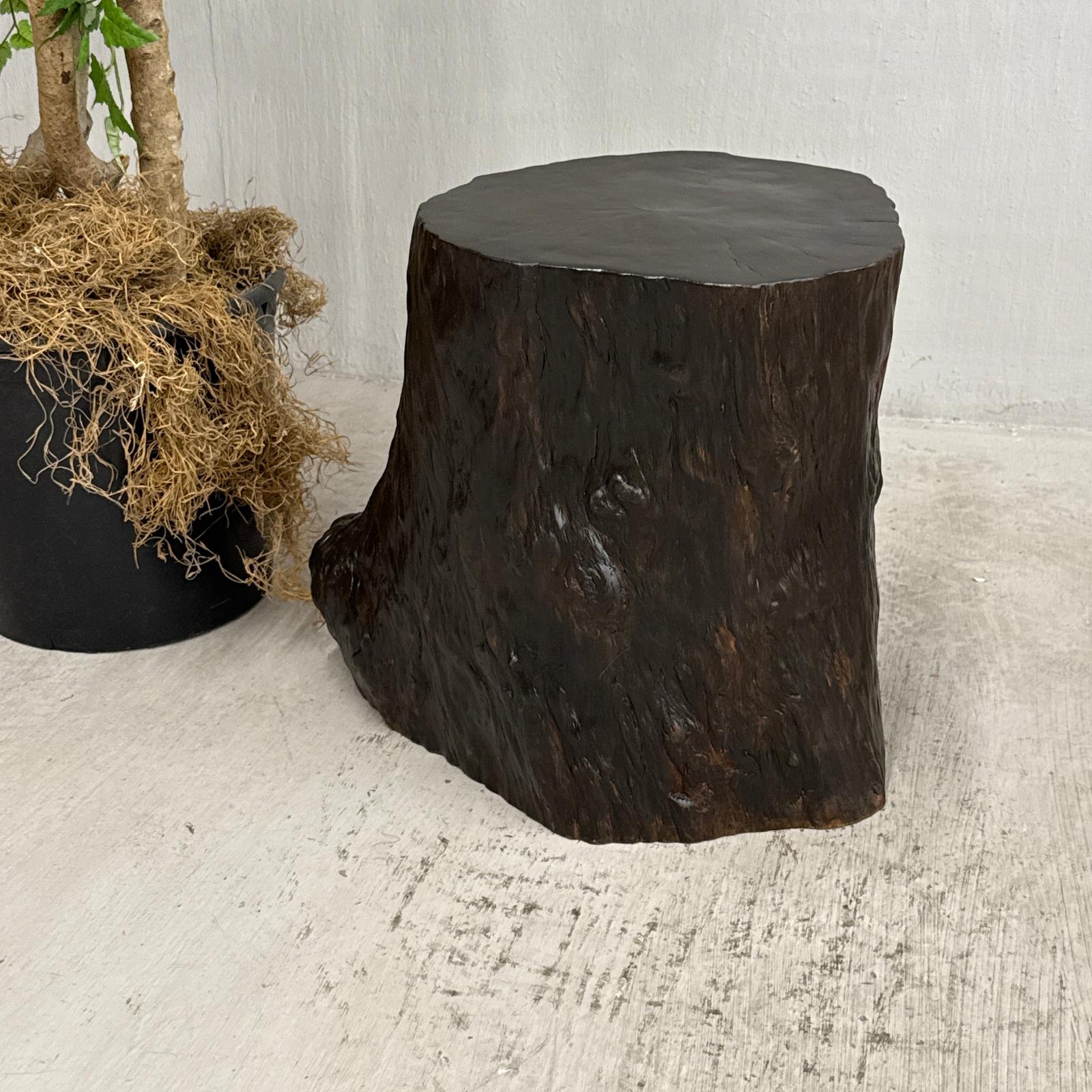 Dark Brown Free-Form Reclaimed Tree Trunk Side Pedestal - FEA Home