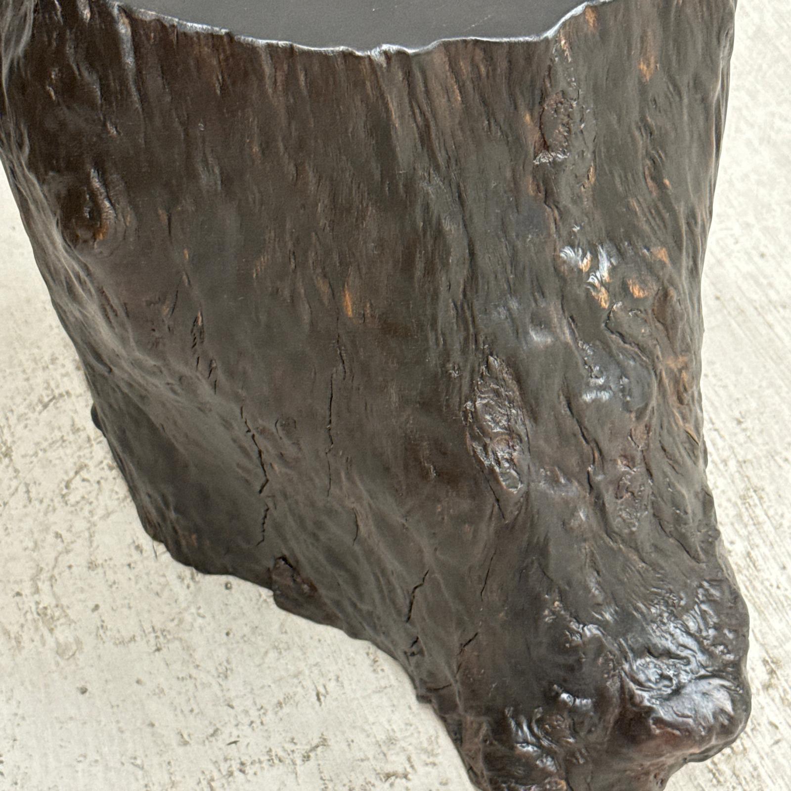 Dark Brown Free-Form Reclaimed Tree Trunk Side Pedestal - FEA Home