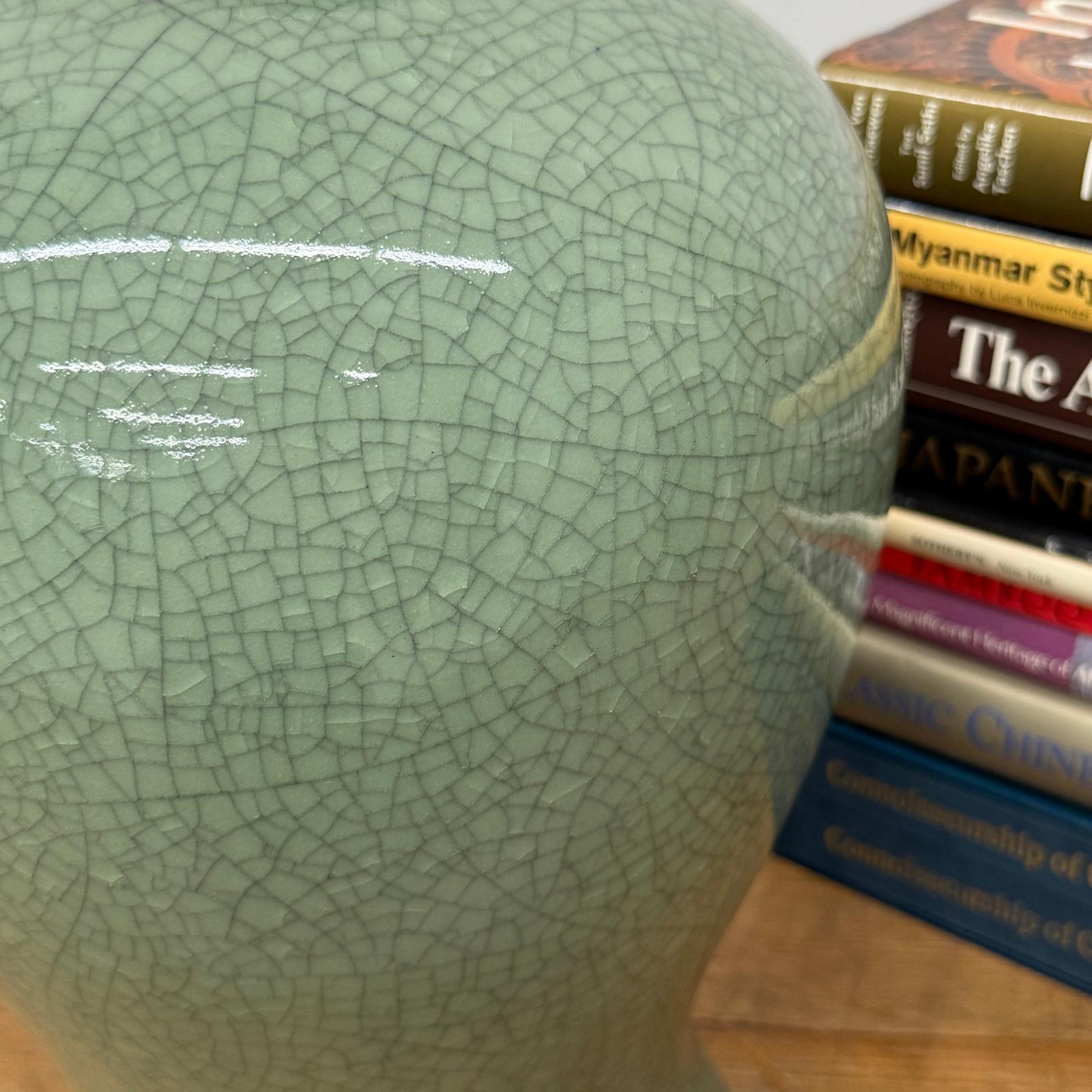 Dark Green Crackle Ceramic Vase with Round Body, SKU , image 6