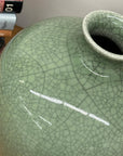 Dark Green Crackle Ceramic Vase with Round Body, SKU , image 7