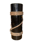 Deep Black Cylindrical Ceramic Vase with Rope Design, SKU YN2456, image 1