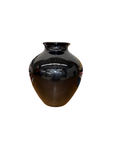 Deep Black Rounded Glazed Ceramic Vase, SKU , image 1