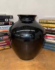 Deep Black Rounded Glazed Ceramic Vase, SKU , image 5
