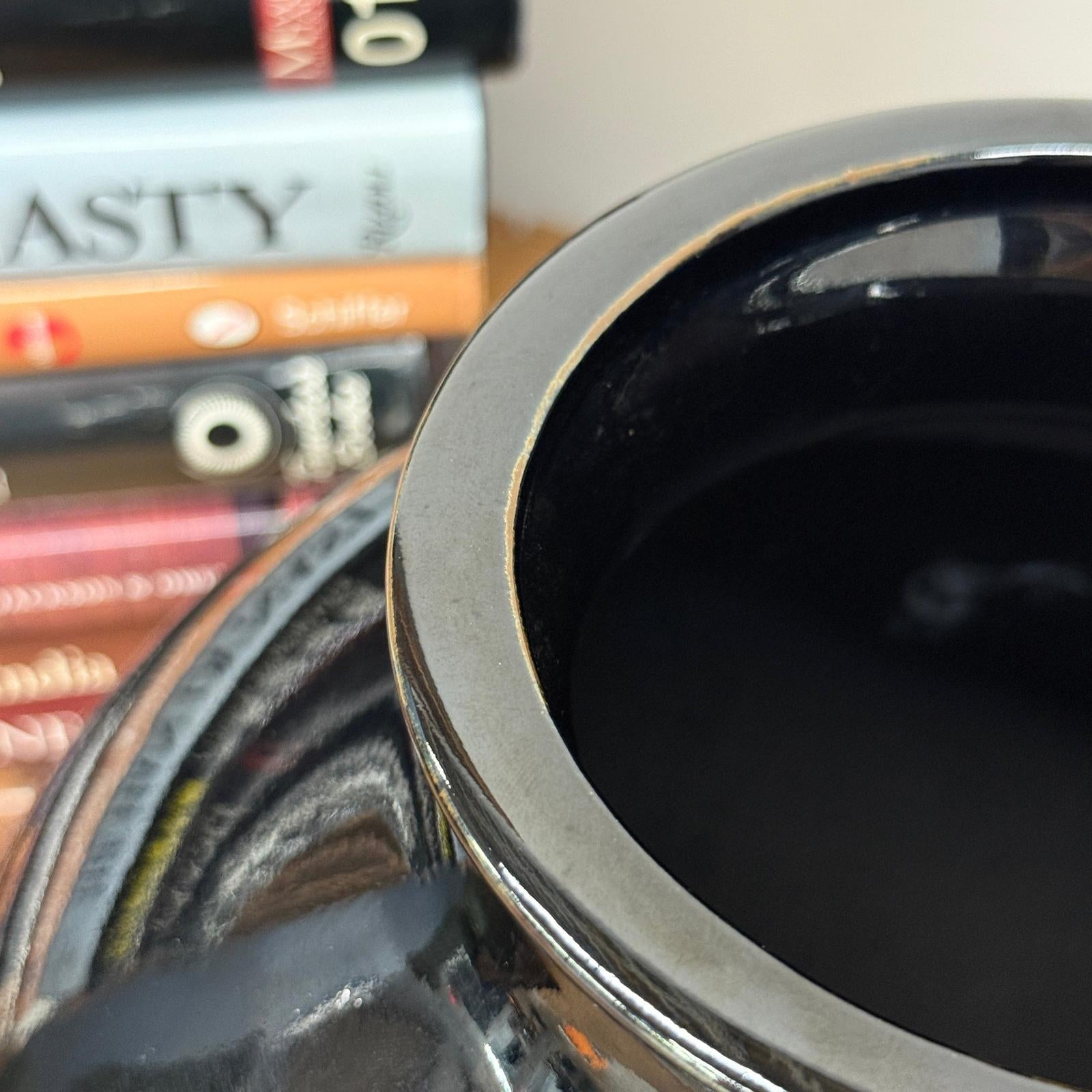 Deep Black Rounded Glazed Ceramic Vase, SKU , image 7