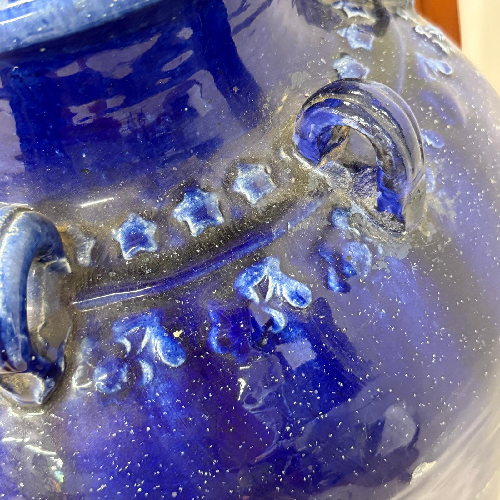 Deep Blue Glazed Ceramic Storage Jar with Small Loop Handles, SKU , image 10