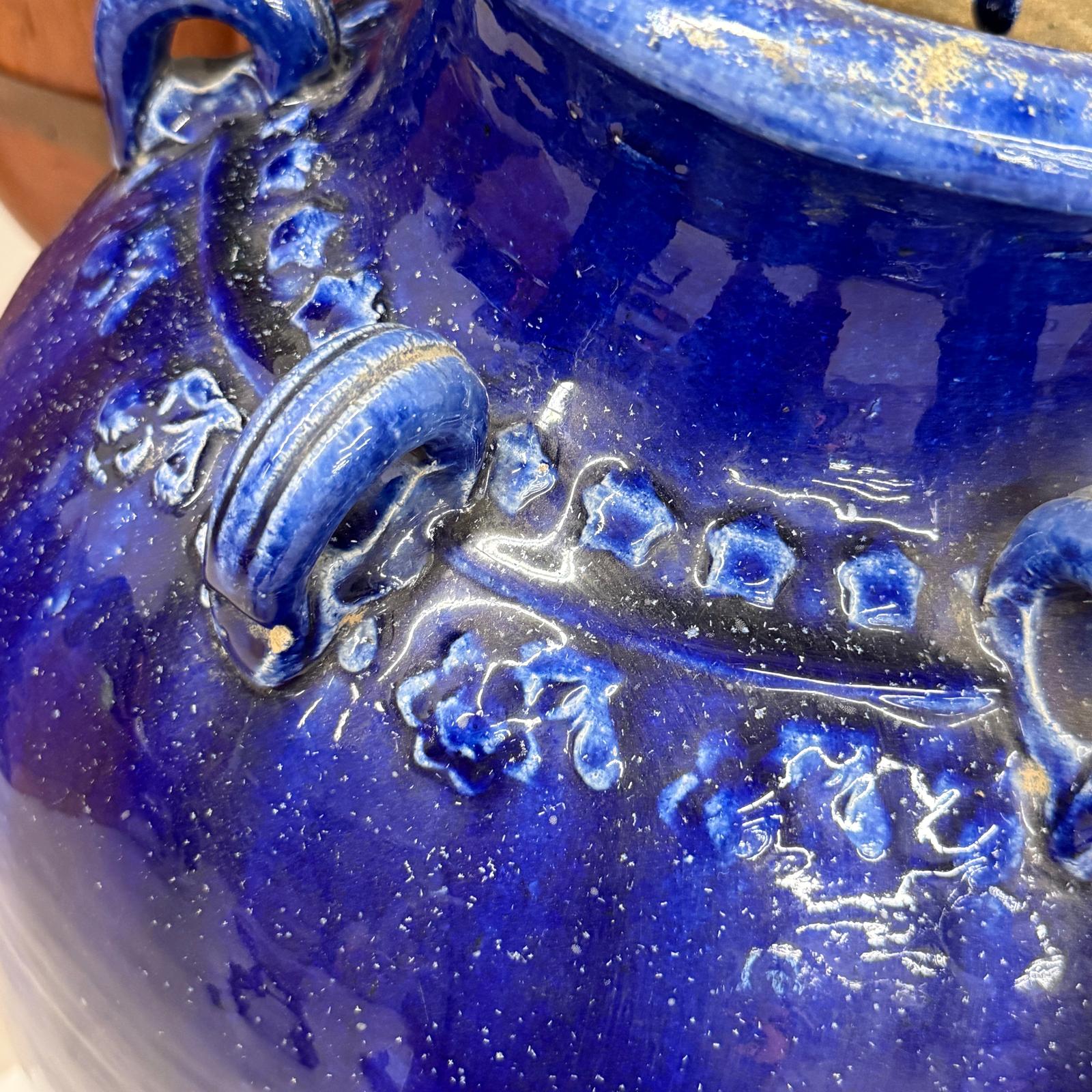 Deep Blue Glazed Ceramic Storage Jar with Small Loop Handles, SKU , image 6