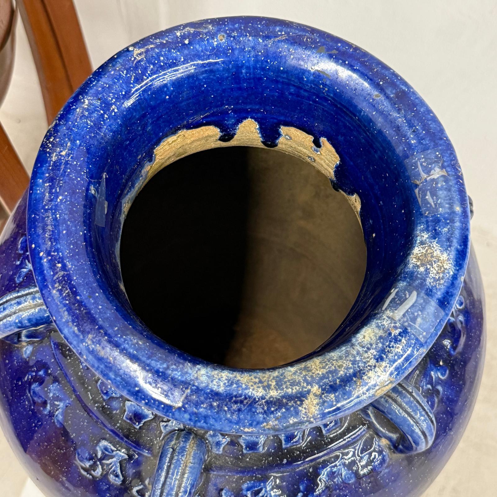 Deep Blue Glazed Ceramic Storage Jar with Small Loop Handles, SKU , image 8