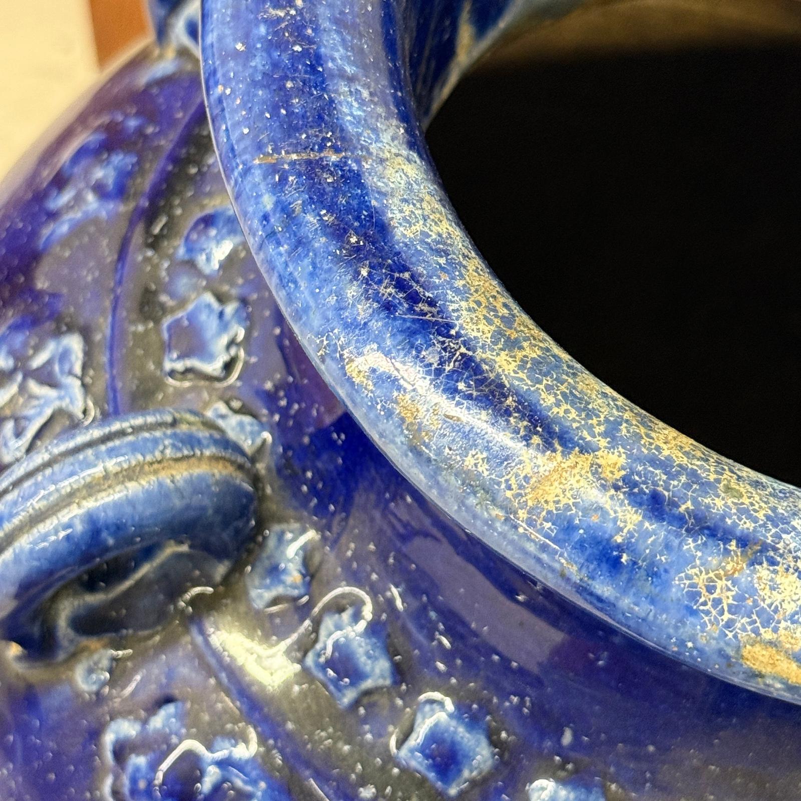 Deep Blue Glazed Ceramic Storage Jar with Small Loop Handles, SKU , image 9