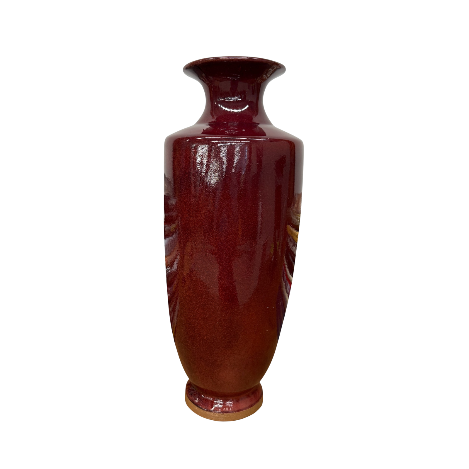 Deep Red Glazed Ceramic Vase with Tall Flared Form, SKU , image 1