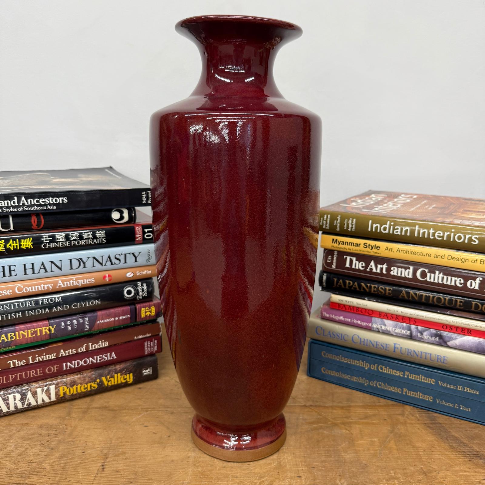 Deep Red Glazed Ceramic Vase with Tall Flared Form, SKU , image 5