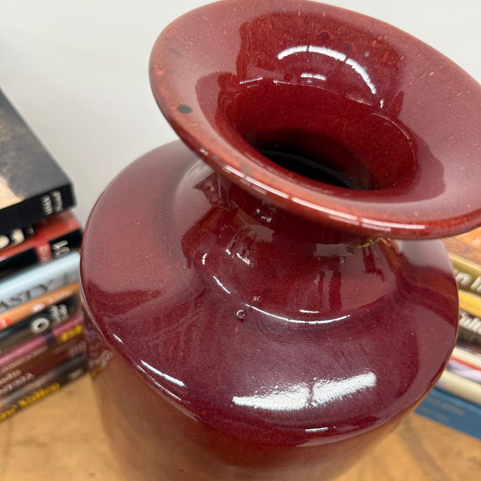 Deep Red Glazed Ceramic Vase with Tall Flared Form, SKU , image 6