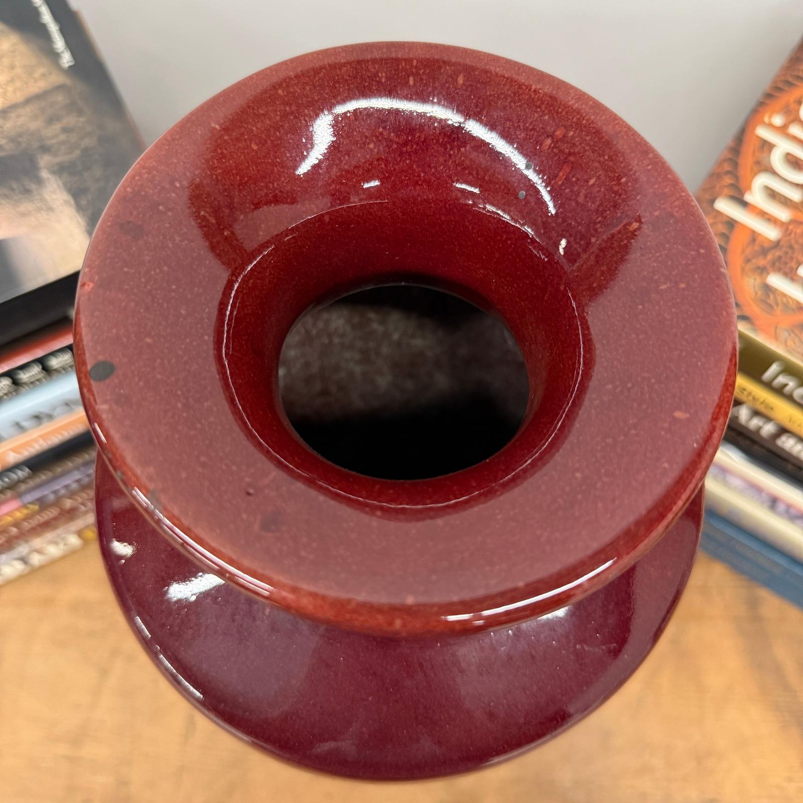 Deep Red Glazed Ceramic Vase with Tall Flared Form, SKU , image 7