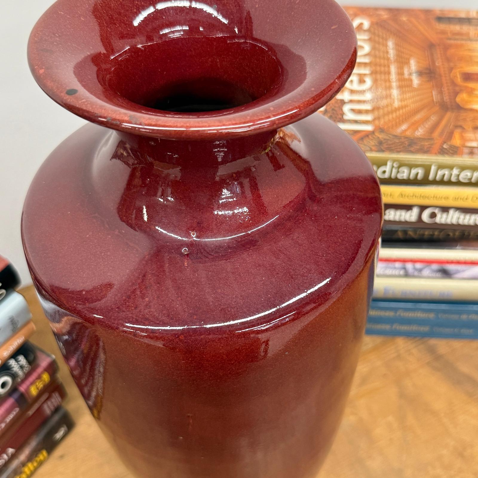 Deep Red Glazed Ceramic Vase with Tall Flared Form, SKU , image 8