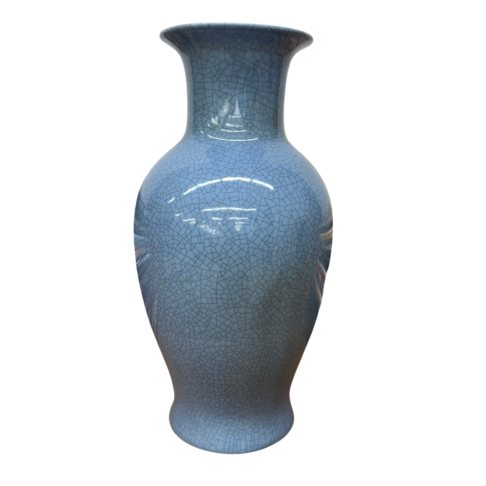 Elegant Blue Ceramic Vase with Intricate Crackle Design, SKU , image 1
