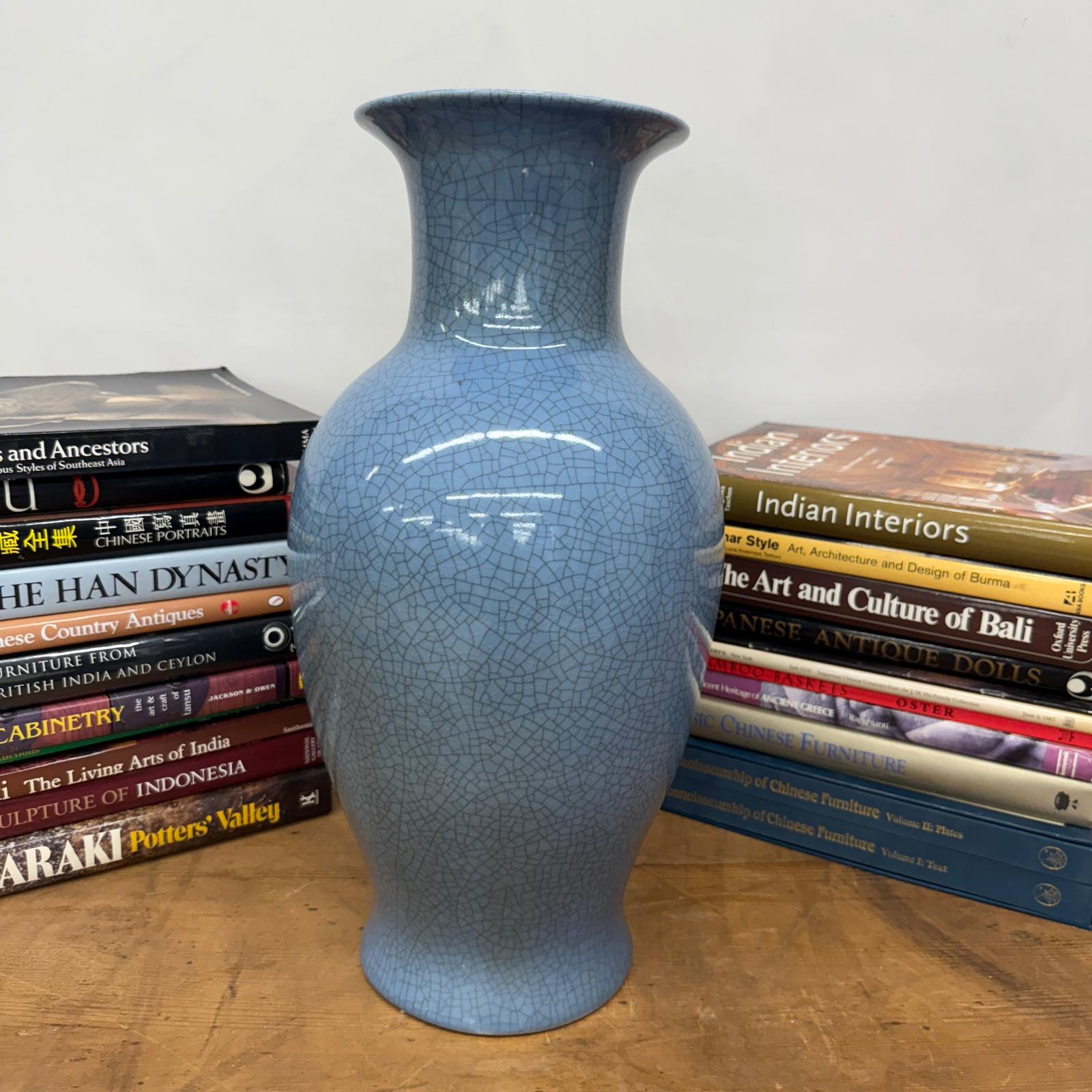 Elegant Blue Ceramic Vase with Intricate Crackle Design, SKU , image 4