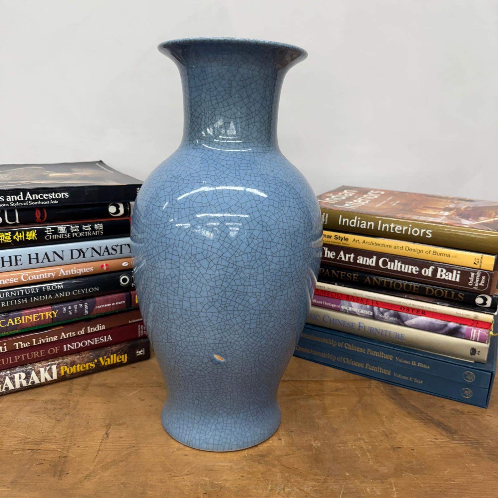 Elegant Blue Ceramic Vase with Intricate Crackle Design, SKU , image 5