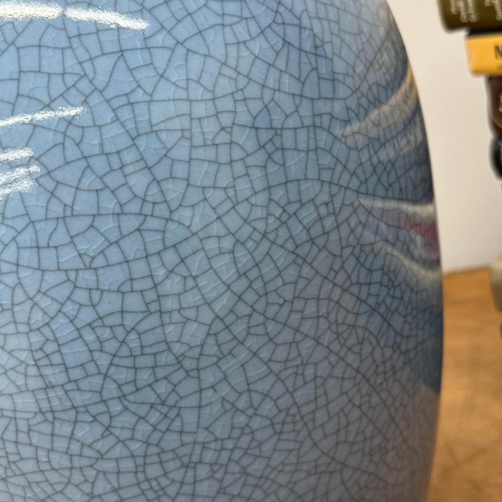 Elegant Blue Ceramic Vase with Intricate Crackle Design, SKU , image 6