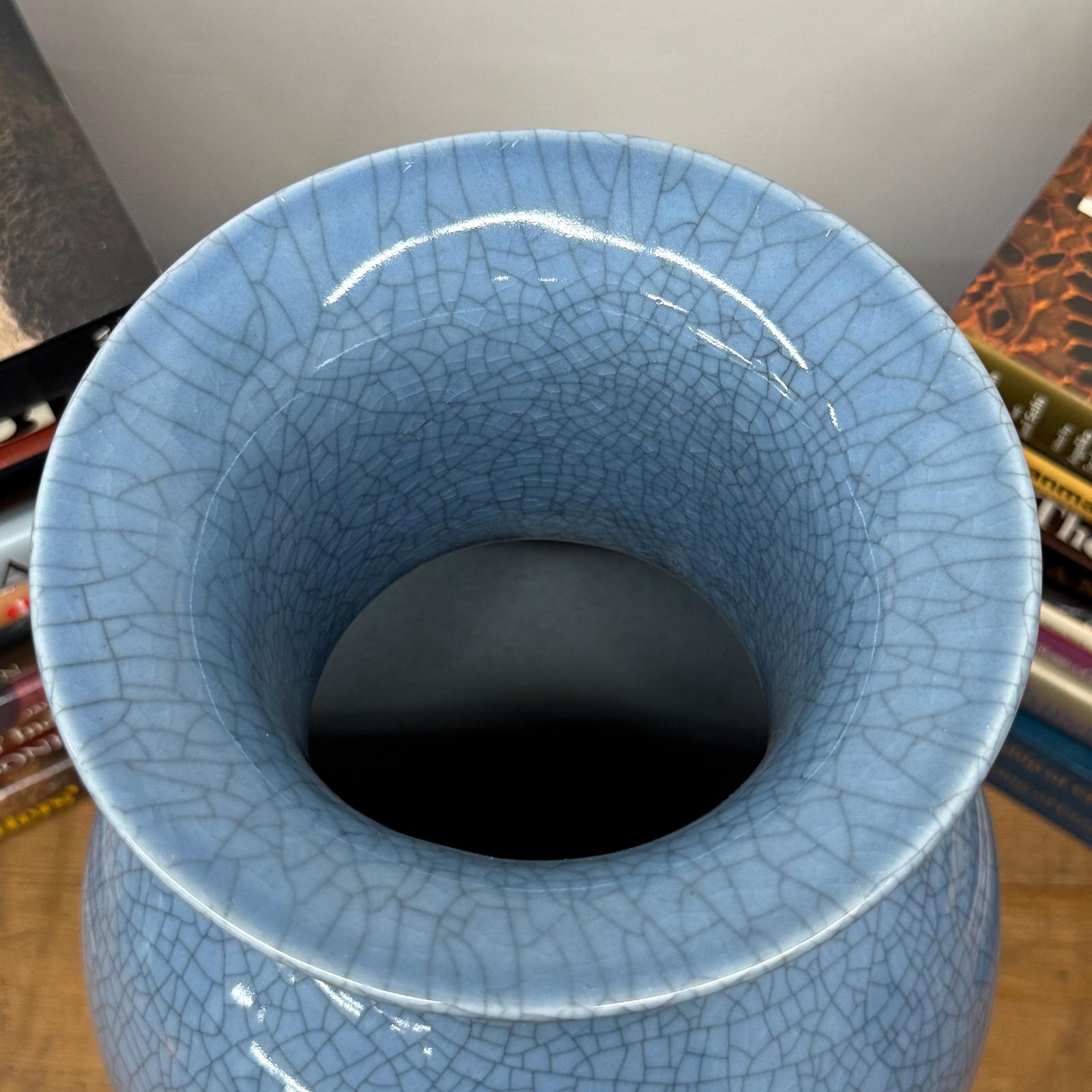 Elegant Blue Ceramic Vase with Intricate Crackle Design, SKU , image 8