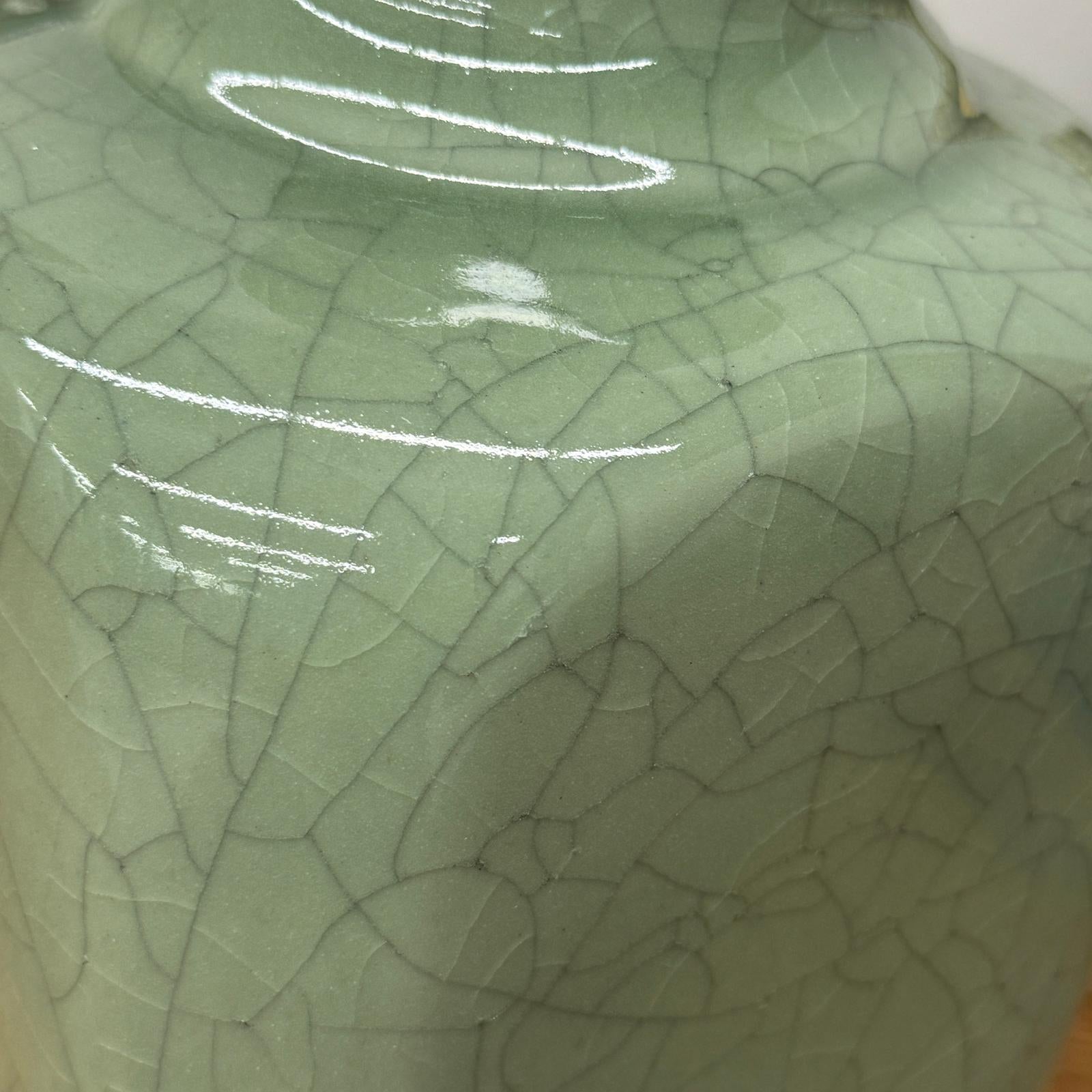 Elegant Green Ceramic Vase with Intricate Crackle Finish, SKU , image 7