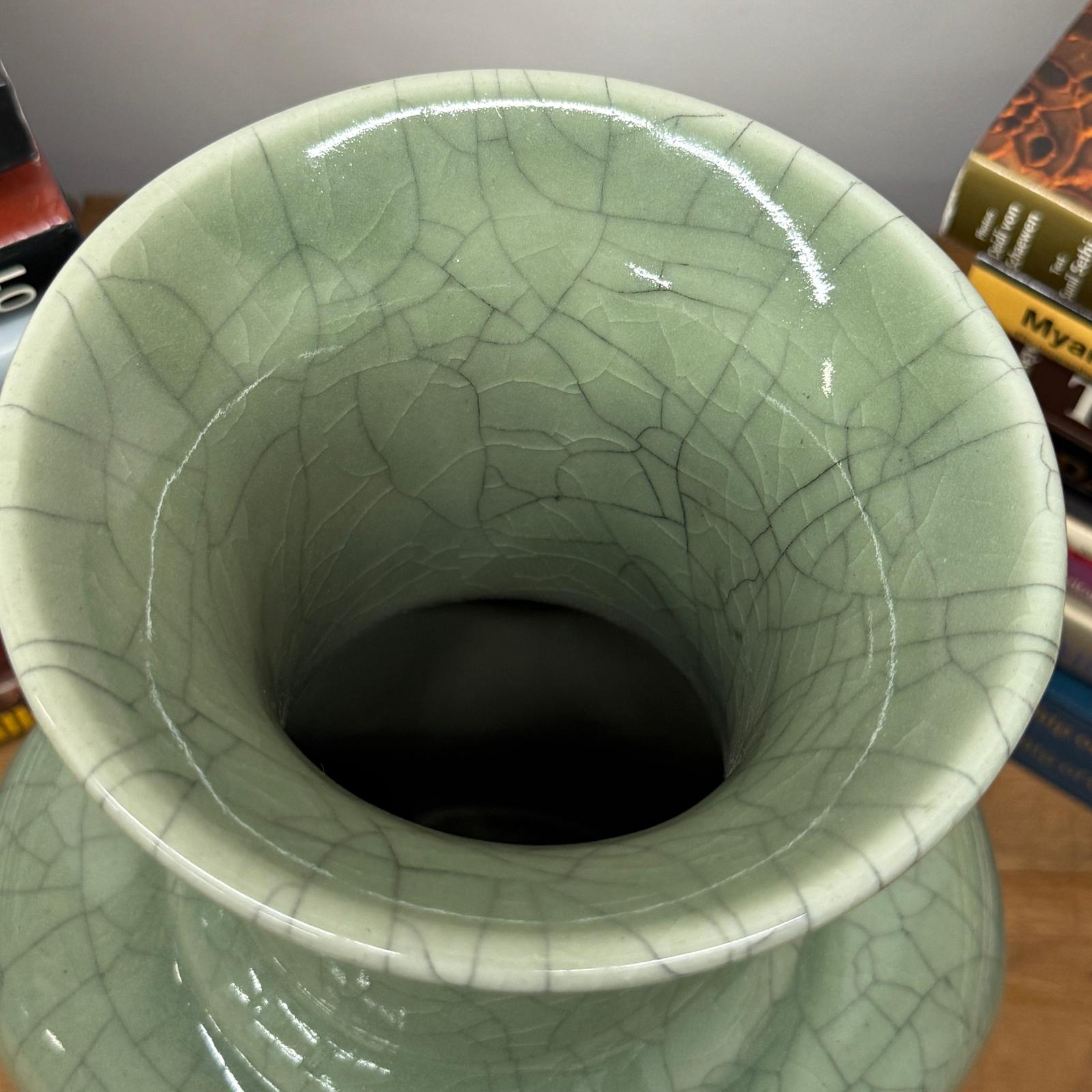 Elegant Green Ceramic Vase with Intricate Crackle Finish, SKU , image 9