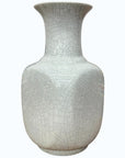 Elegant White Ceramic Vase with Intricate Crackle Finish, SKU , image 1
