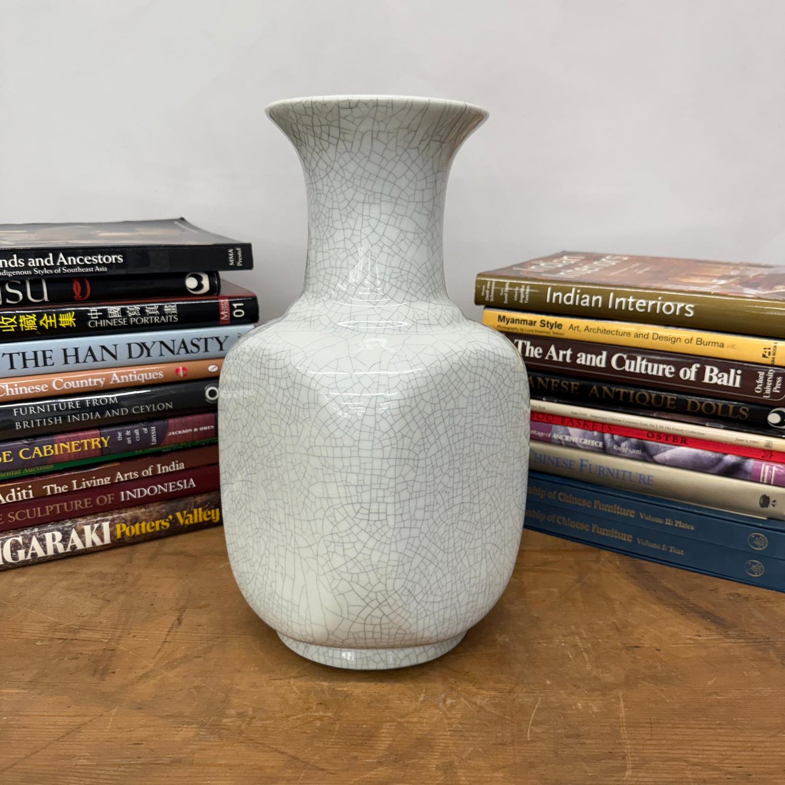 Elegant White Ceramic Vase with Intricate Crackle Finish, SKU , image 2