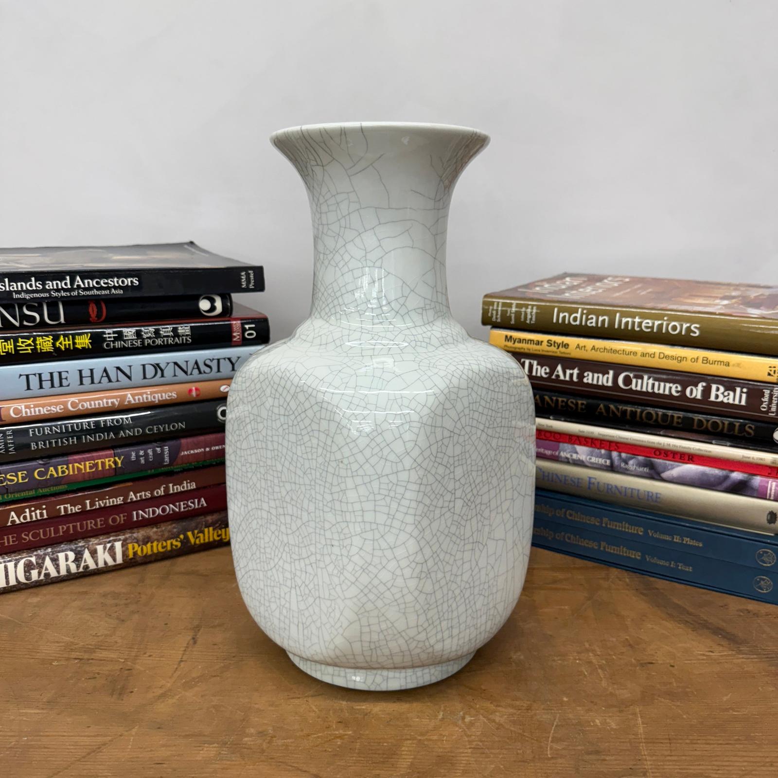 Elegant White Ceramic Vase with Intricate Crackle Finish, SKU , image 3