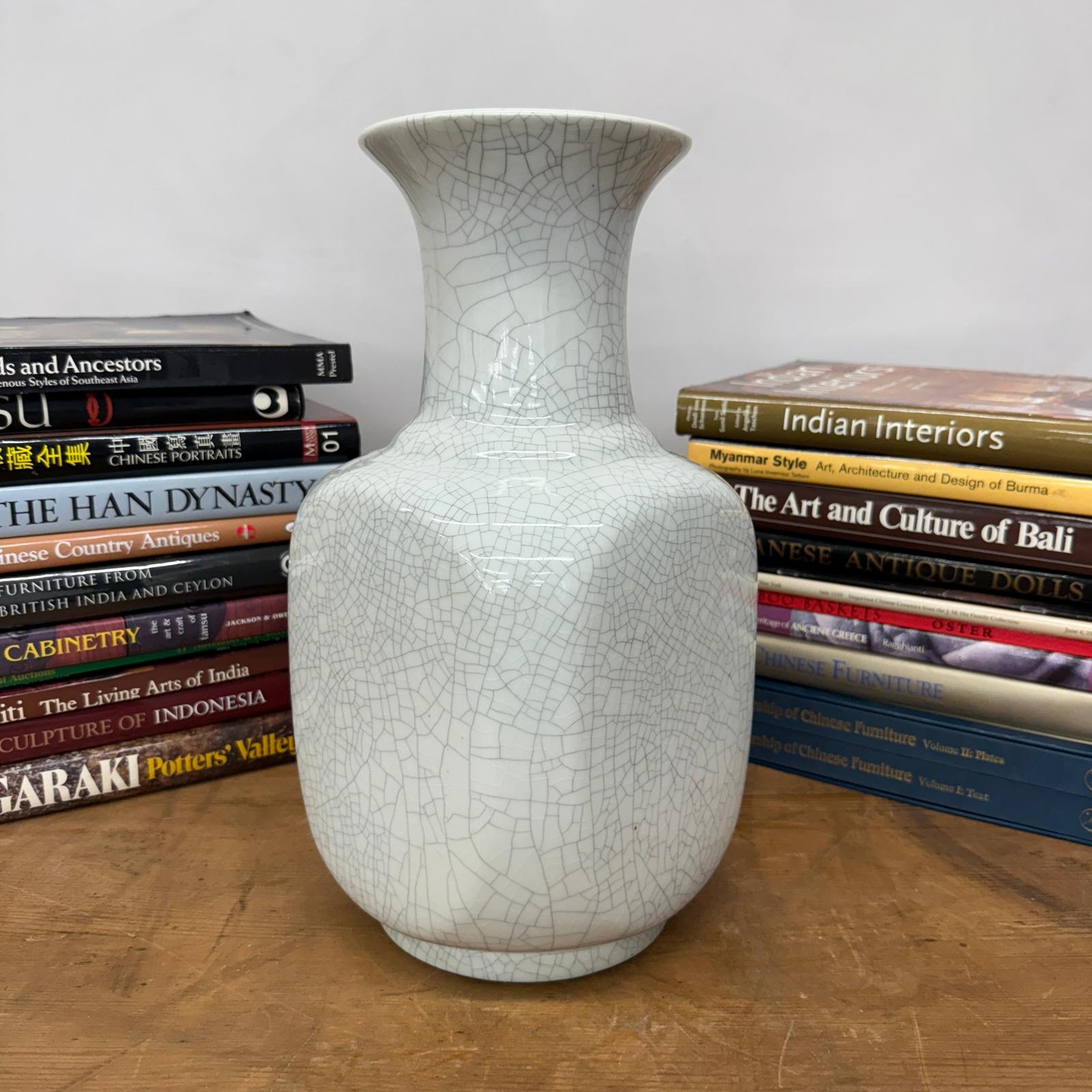 Elegant White Ceramic Vase with Intricate Crackle Finish, SKU , image 4
