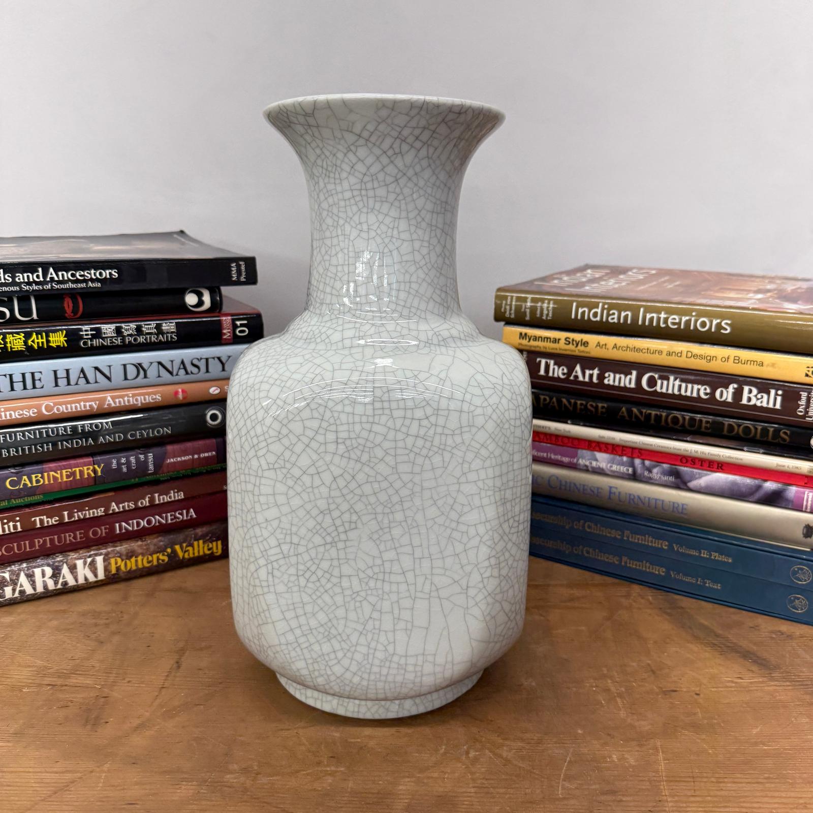 Elegant White Ceramic Vase with Intricate Crackle Finish, SKU , image 5
