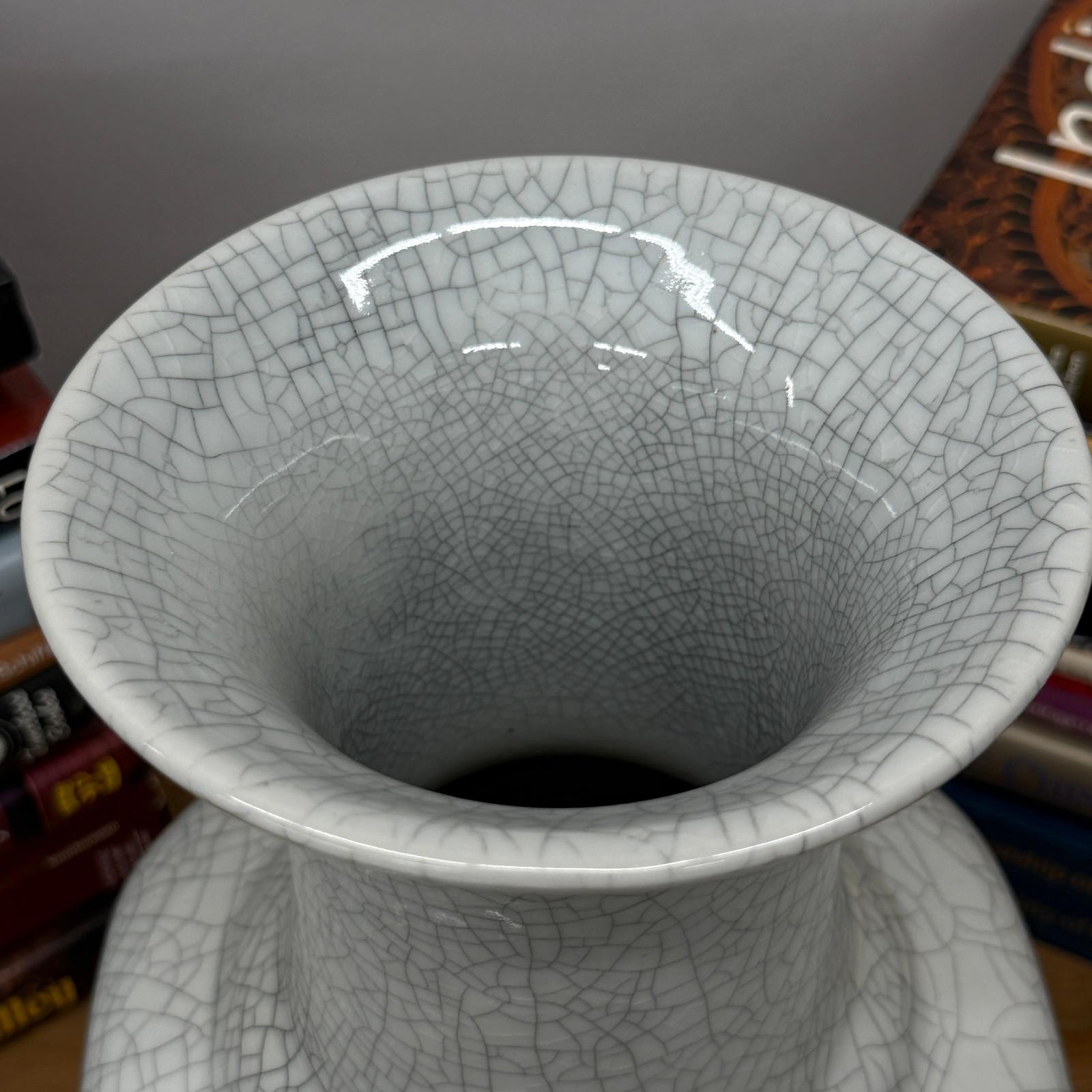 Elegant White Ceramic Vase with Intricate Crackle Finish, SKU , image 8