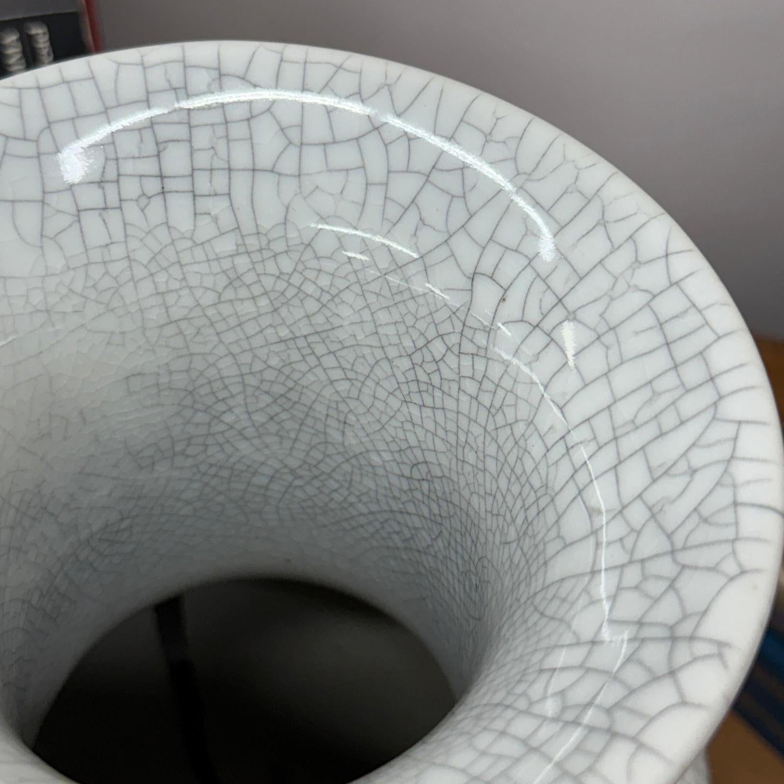 Elegant White Ceramic Vase with Intricate Crackle Finish, SKU , image 9