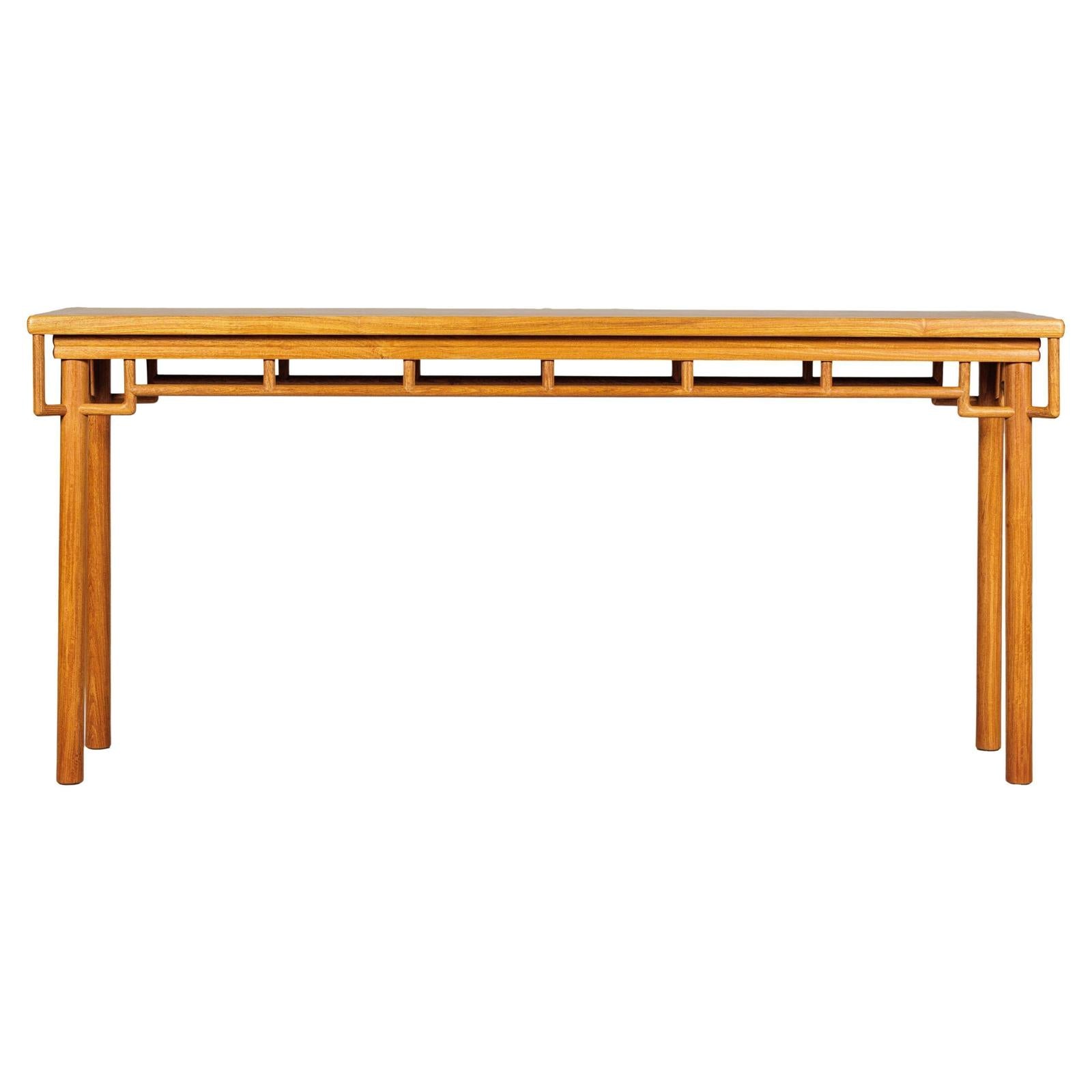 Elm Wood Console Table with Humpback-Form Stretcher and Openwork Details-1. Asian & Chinese Furniture, Art, Antiques, Vintage Home Décor for sale at FEA Home
