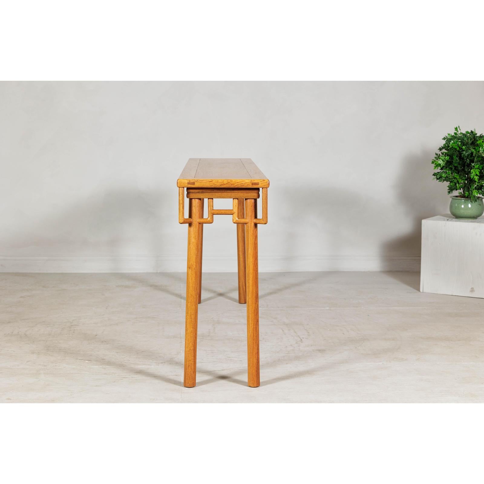 Elm Wood Console Table with Humpback-Form Stretcher and Openwork Details-13. Asian &amp; Chinese Furniture, Art, Antiques, Vintage Home Décor for sale at FEA Home
