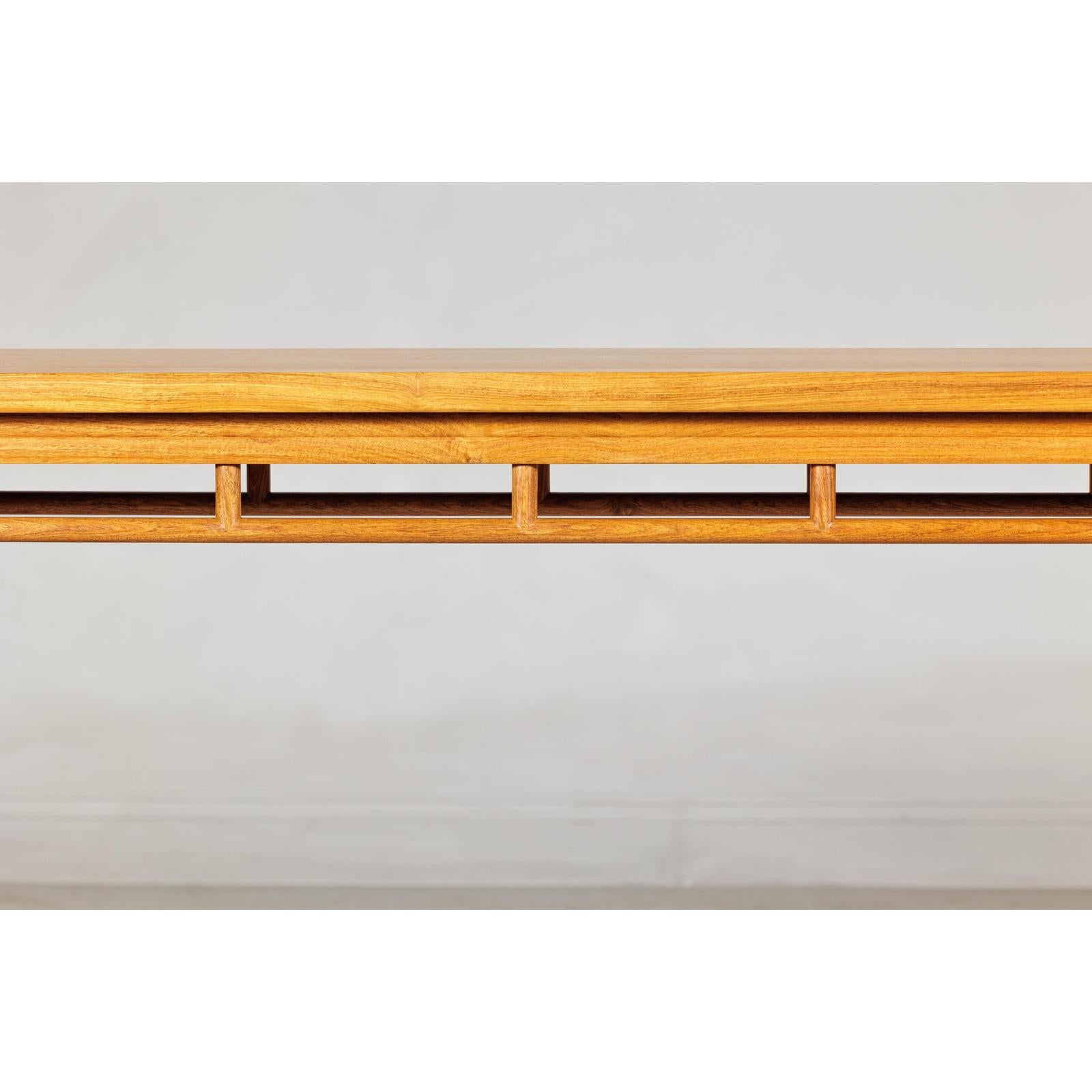 Elm Wood Console Table with Humpback-Form Stretcher and Openwork Details-6. Asian &amp; Chinese Furniture, Art, Antiques, Vintage Home Décor for sale at FEA Home
