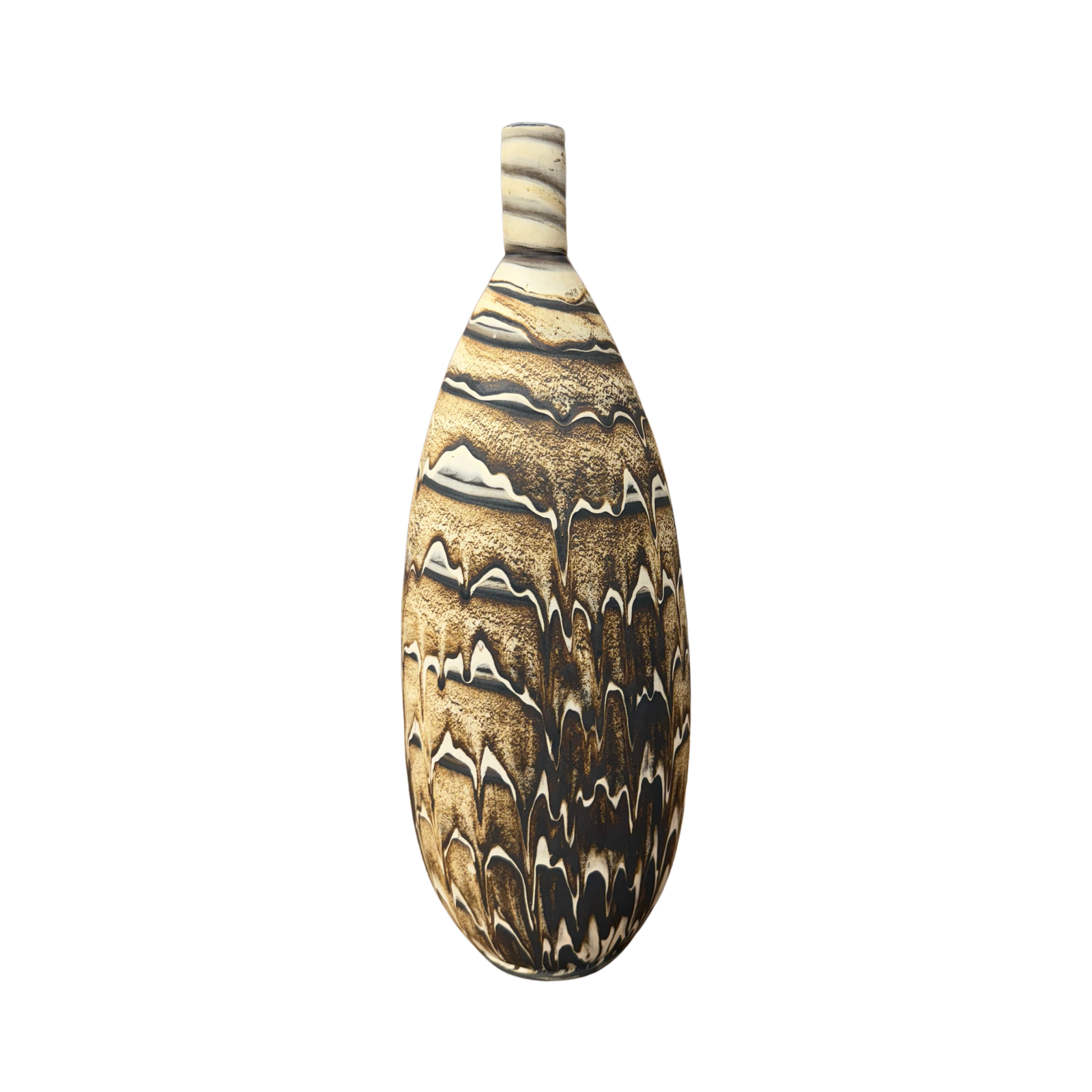 Elongated Brown, White &amp; Black Drip Prem Vase - FEA Home
