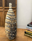 Elongated Brown, White & Black Drip Prem Vase - FEA Home