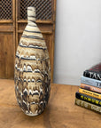 Elongated Brown, White & Black Drip Prem Vase - FEA Home