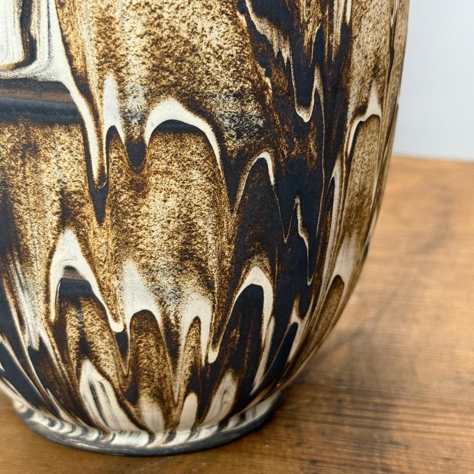 Elongated Brown, White &amp; Black Drip Prem Vase - FEA Home