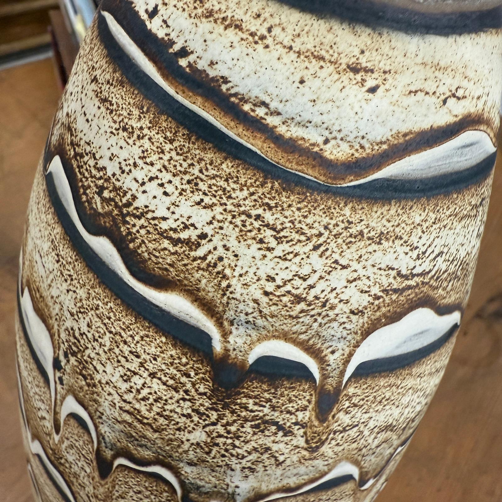Elongated Brown, White &amp; Black Drip Prem Vase - FEA Home