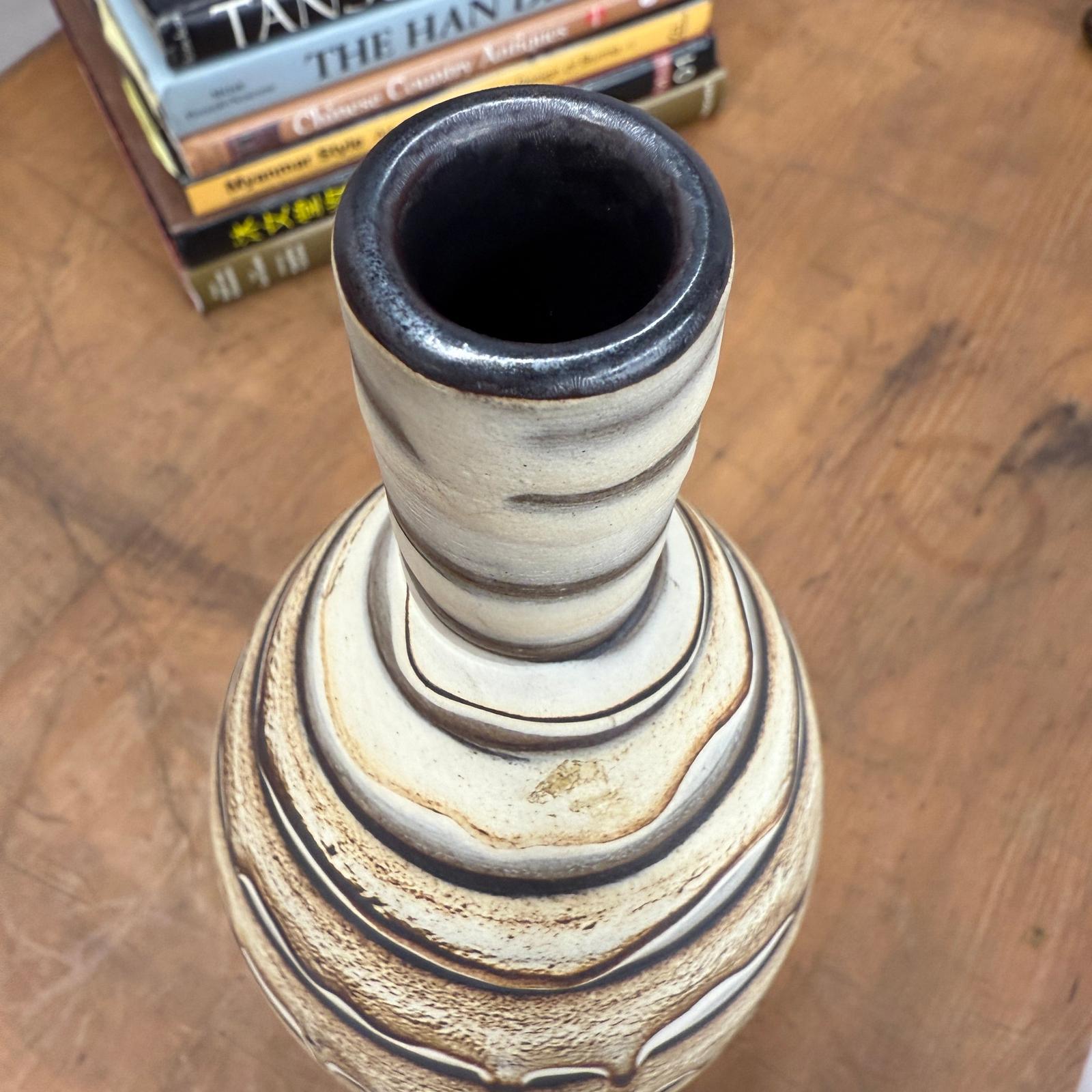 Elongated Brown, White &amp; Black Drip Prem Vase - FEA Home
