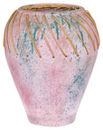 Hand-Crafted American Artists Collection Pink Pastel Vase with Weaving