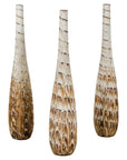 Three Slender Vases with Brown & White Drip, Sold Each